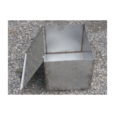 Box with opened cover made of stainless steel