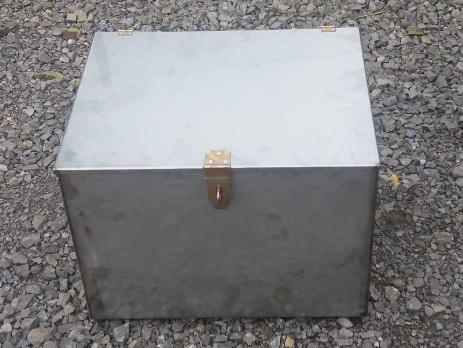 Box with closed cover made of stainless steel
