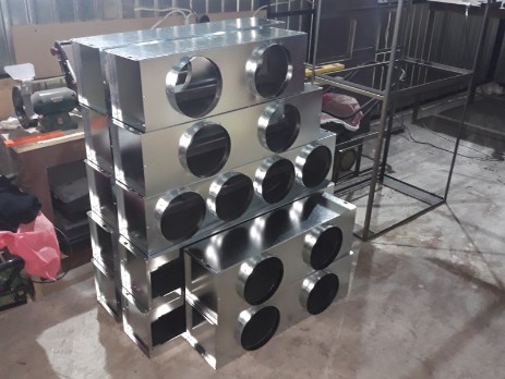 Ventilation boxes made of galvanized sheet with insulation