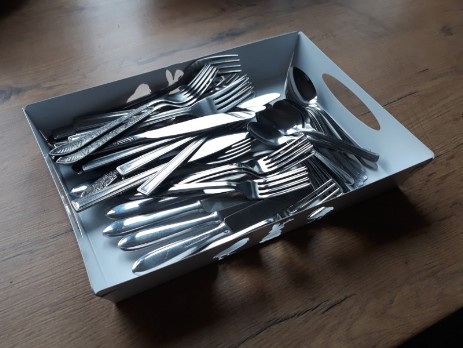 Tray with cutlery