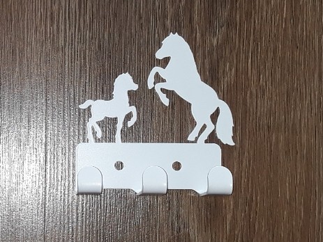 Small metal wall hanger - white horses