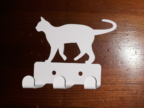 Small metal wall hanger - white cat