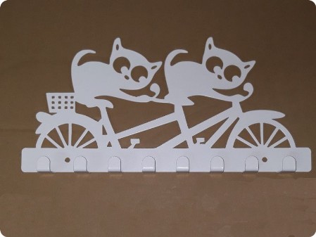 Wieszak koty na rowerze 8 haczyków malowany proszkowo na biało